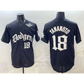 Los Angeles Dodgers #18 Yoshinobu Yamamoto Black HOLBERT 2025 LA Gothic Style With 2025 World Series Patch Vapor Premier Limited Stitched Jersey