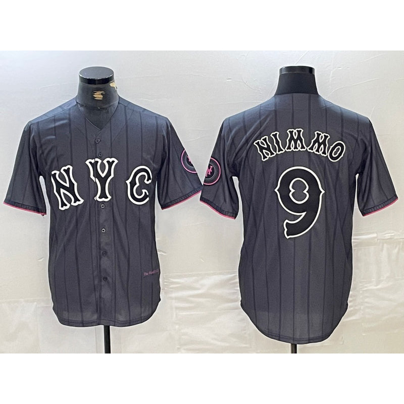New York Mets #9 Brandon Nimmo Gray HOLBERT 2024 City Connect Cool Base Stitched Jersey
