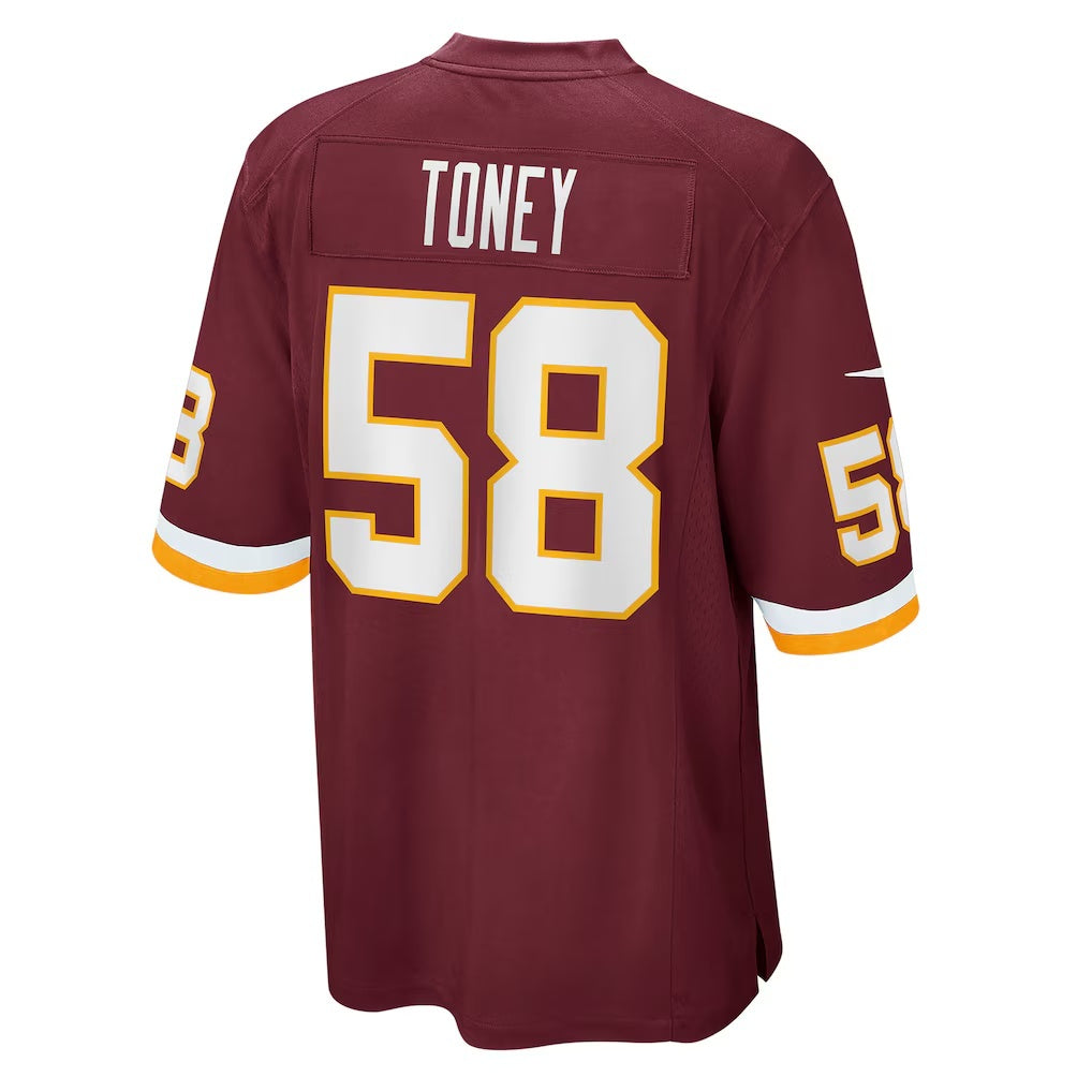 W.Football Team #58 Shaka Toney Burgundy HOLBERT Game Jersey