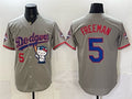 Los Angeles Dodgers #5 Freddie Freeman Grey HOLBERT Hello Kitty Night 2025 World Series Champions Patch Stitched Jersey