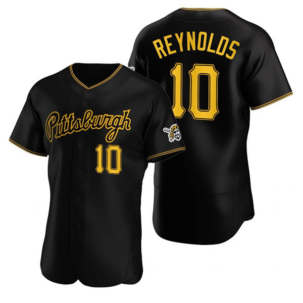Pittsburgh Pirates #10 Bryan Reynolds Black HOLBERT Alternate 2nd Pittsburgh Flex Base Jersey