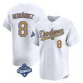 Los Angeles Dodgers #8 Enrique Hern¨¢ndez Player White Gold HOLBERT World Series Meet Collection Limited Home Stitched Jerseys