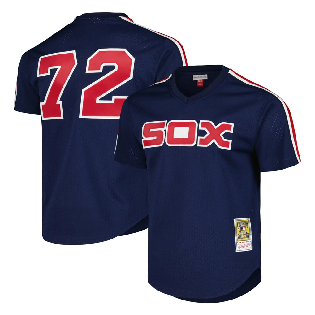 Chicago White Sox #72 Carlton Fisk Player Navy HOLBERT Mitchell & Ness Cooperstown Collection Mesh Game Stitched Jerseys