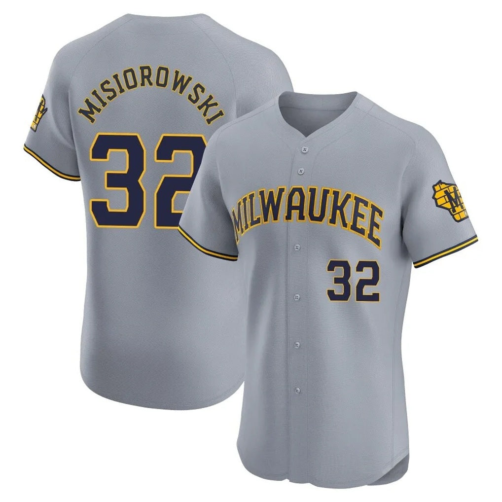 Milwaukee Brewers #32 Jacob Misiorowski Player Gray HOLBERT Home Limited Elite Stitched Jerseys