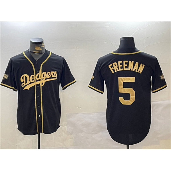 Los Angeles Dodgers #5 Freddie Freeman Black Gold HOLBERT 2024 World Series Champions Limited Stitched Jersey