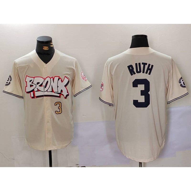 New York Yankees #3 Babe Ruth Cream HOLBERT Limited Stitched Jerseys