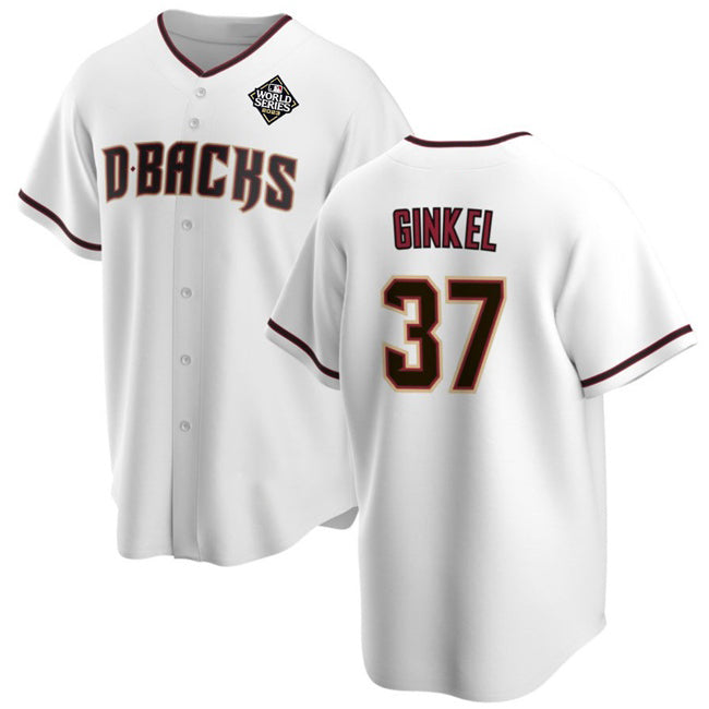 Arizona Diamondbacks #37 Kevin Ginkel White HOLBERT 2023 World Series Cool Base Stitched Jersey