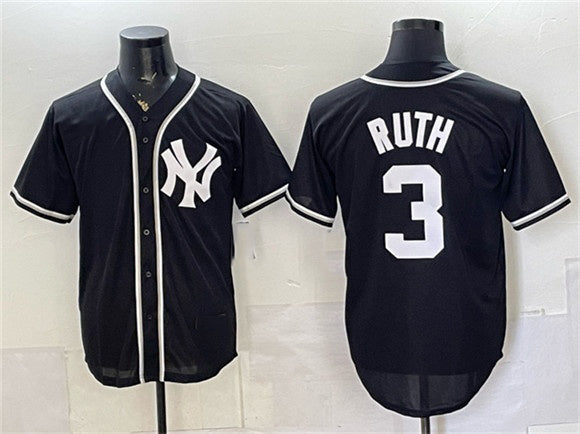 New York Yankees #3 Babe Ruth 2026 Fashion Replica Black HOLBERT Out Stitched Jersey