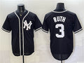New York Yankees #3 Babe Ruth 2026 Fashion Replica Black HOLBERT Out Stitched Jersey