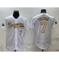 Atlanta Braves #7 Dansby Swanson White HOLBERT Number 2022 All Star Stitched Flex Base Jersey