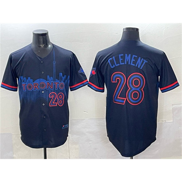 Toronto Blue Jays #28 Ernie Clement Navy HOLBERT 2024 City Connect Limited Stitched Jersey