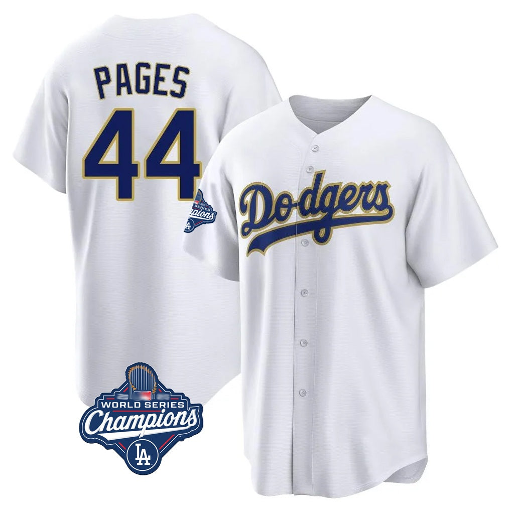 Los Angeles Dodgers #44 Andy Pages Player Gold White HOLBERT World Series Meet 2026 Collection Stadium Game Stitched Jerseys