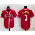 Philadelphia Phillies #3 Bryce Harper Number Red HOLBERT Cool Base Stitched Jersey 2