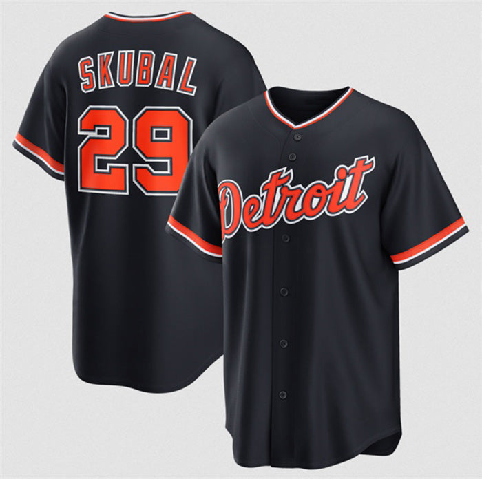 Detroit Tigers #29 Tarik Skubal Navy HOLBERT Alternate Stitched Jersey