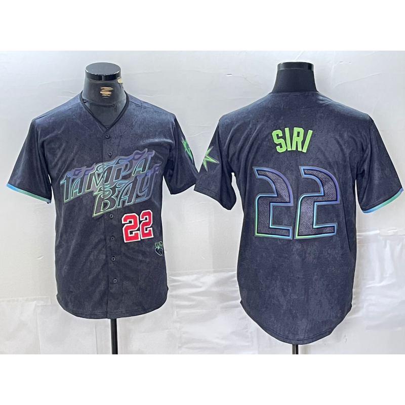 Tampa Bay Rays #22 Jose Siri Number Charcoal HOLBERT 2024 City Connect Limited Stitched Jerseys