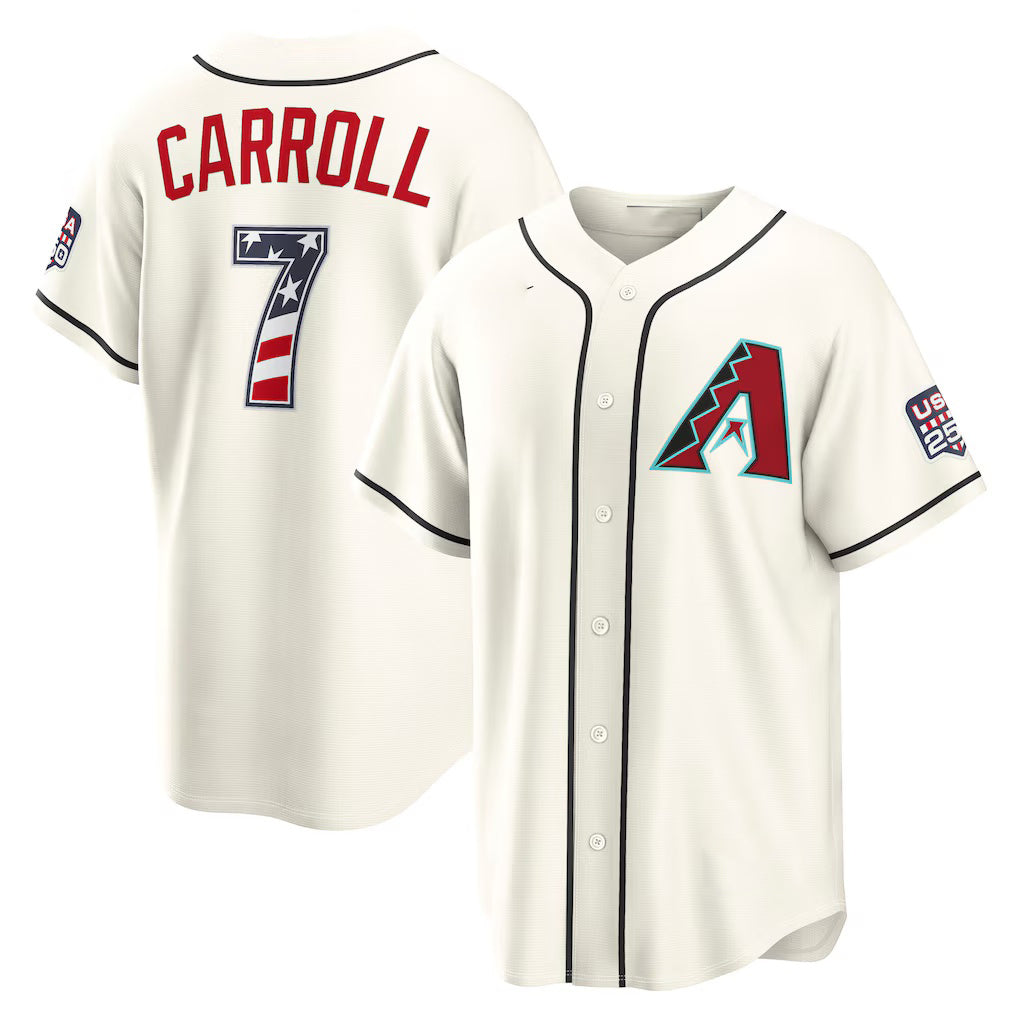 Arizona Diamondbacks #7 Corbin Carroll USA 250 Fourth of July Home Stadium Jersey - Cream HOLBERT