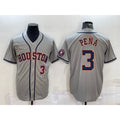 Houston Astros #3 Jeremy Pena Number Grey HOLBERT With Patch Stitched Cool Base Jersey