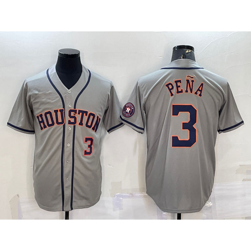 Houston Astros #3 Jeremy Pena Number Grey HOLBERT With Patch Stitched Cool Base Jersey
