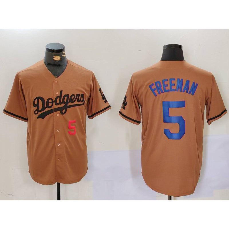 Los Angeles Dodgers #5 Freddie Freeman Number Olive HOLBERT Cool Base Limited Stitched Jersey 2