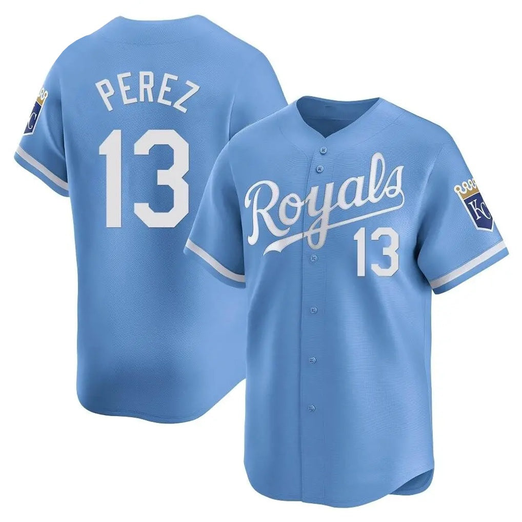 Kansas City Royals #13 Salvador Perez Player Light Blue HOLBERT Alt Limited Home Stitched Jerseys