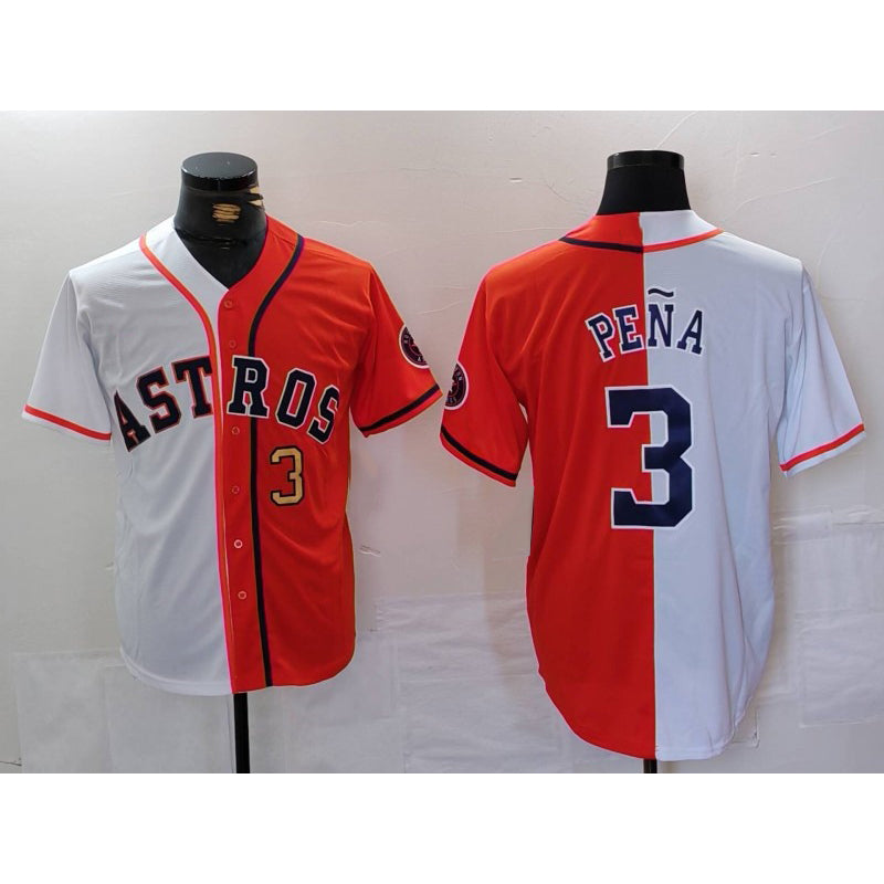 Houston Astros #3 Jeremy Pena Number White Orange HOLBERT Split Stitched Jersey