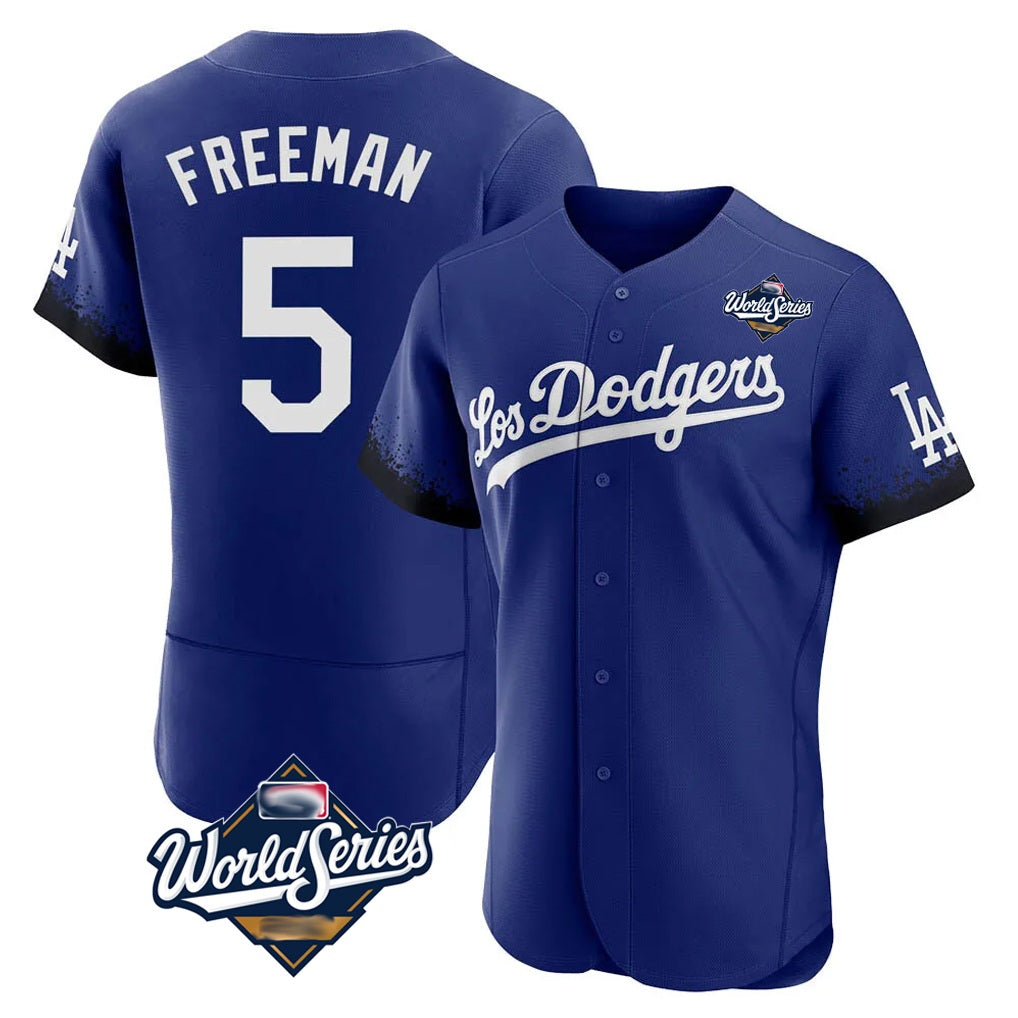 Los Angeles Dodgers #5 Freddie Freeman Player Royal HOLBERT World Series City Connect Elite Home Stitched Jerseys