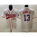 Atlanta Braves #13 Ronald Acuna Jr White HOLBERT Cool Base With Patch Stitched Jersey 2