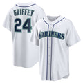 Seattle Mariners #24 Ken Griffey Jr. White HOLBERT Retired Player Replica Jersey