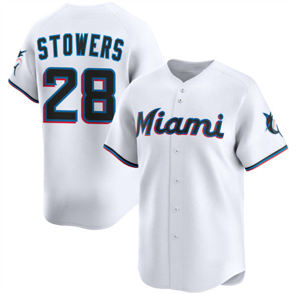 Miami Marlins #28 Kyle Stowers White HOLBERT 2024 Home Limited Stitched Jersey
