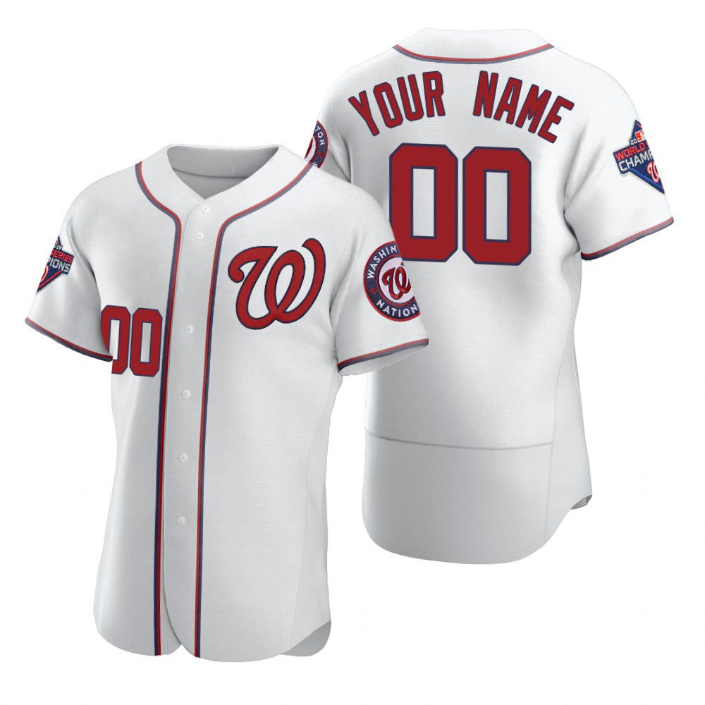 Custom Washington Nationals White HOLBERT 2020 Stitched Flex Base Jersey