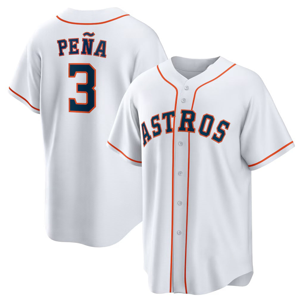 Houston Astros #3 Jeremy Pe?a White HOLBERT Home Replica Jersey