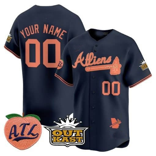 Custom Atlanta Braves Atliens & Peach Vapor Premier Limited Jersey ¨CNavy HOLBERT