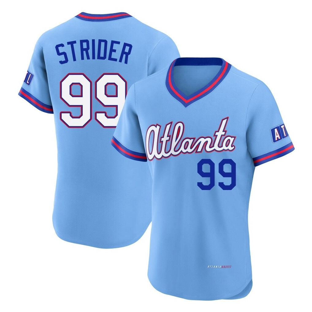 Atlanta Braves #99 Spencer Strider Player Powder Blue HOLBERT 2026 City Connect T-shirt Limited Elite Home Game Stitched Jerseys