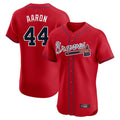Atlanta Braves #44 Hank Aaron Player Red HOLBERT Limited Elite Home Game Stitched Jerseys