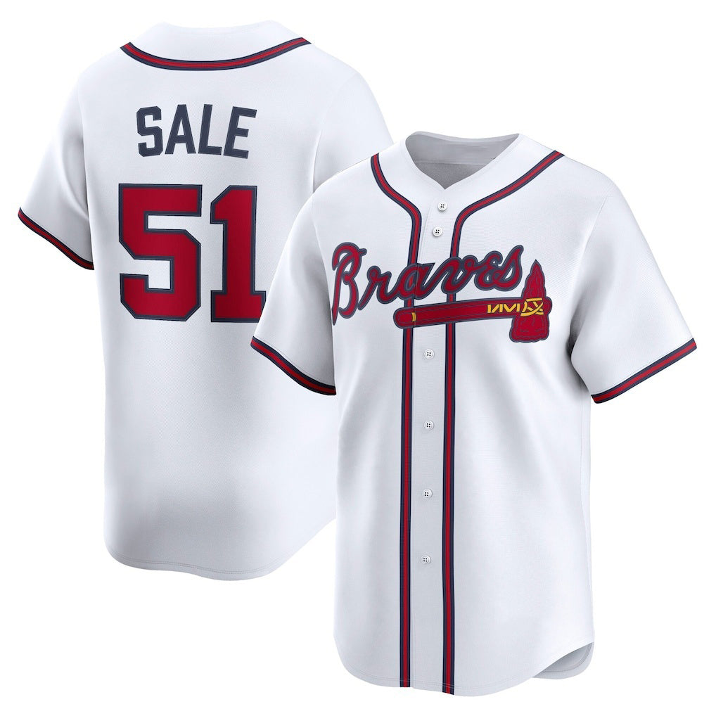 Atlanta Braves #51 Chris Sale White HOLBERT Home Limited Player Jersey
