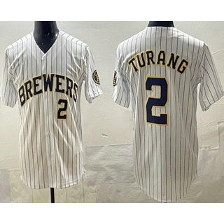 Milwaukee Brewers #2 Brice Turang White HOLBERT Limited Jersey