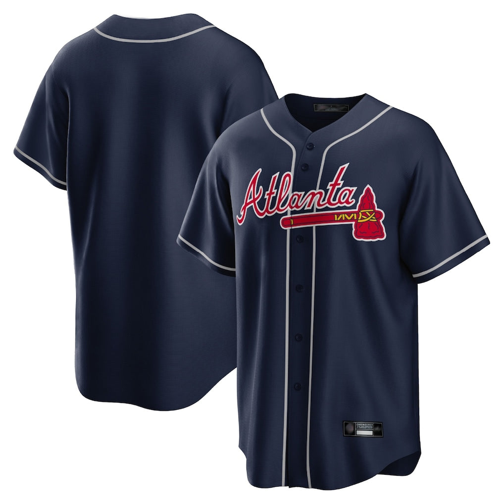 Atlanta Braves Navy HOLBERT Home Game Blank Player Stitched Jerseys
