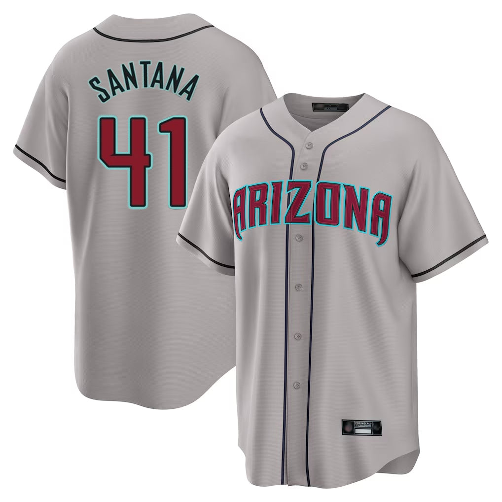 Arizona Diamondbacks #41 Carlos Santana Player Gray HOLBERT Road Home Game Stitched Jerseys