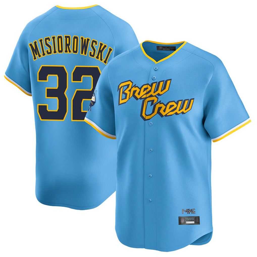 Milwaukee Brewers #32 Jacob Misiorowski Player Light Blue HOLBERT City Connect Home Limited Stitched Jerseys