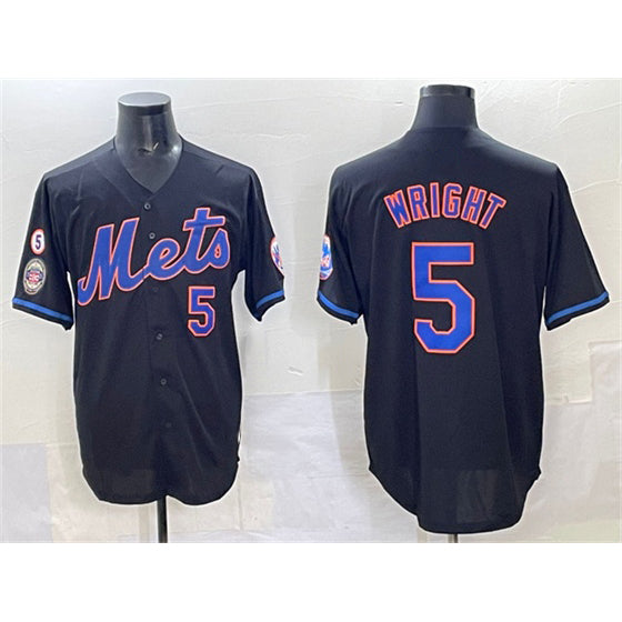 New York Mets #5 David Wright Black HOLBERT With Patch Limited Stitched Jersey