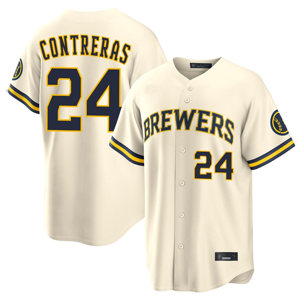 Milwaukee Brewers #24 William Contreras Player Cream HOLBERT Home Limited Stitched Jerseys