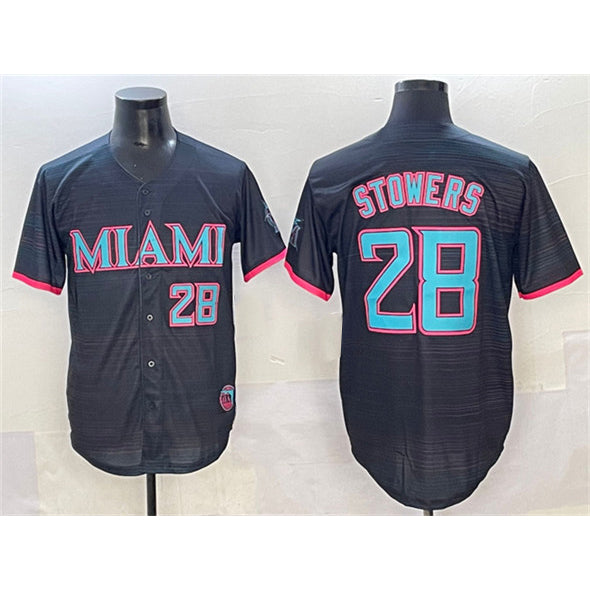 Miami Marlins #28 Kyle Stowers Black HOLBERT 2025 City Connect Limited Stitched Jersey