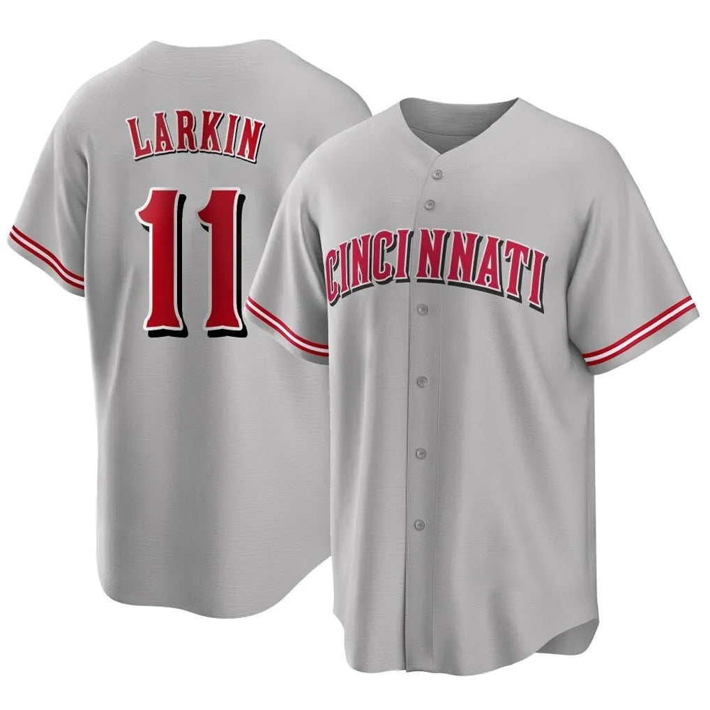 Cincinnati Reds #11 Barry Larkin Player Gray HOLBERT Home Game Stitched Jerseys