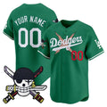 Custom Los Angeles Dodgers x One Piece Green HOLBERT Zoro Patch Vapor Premier Limited Jersey - Stitched