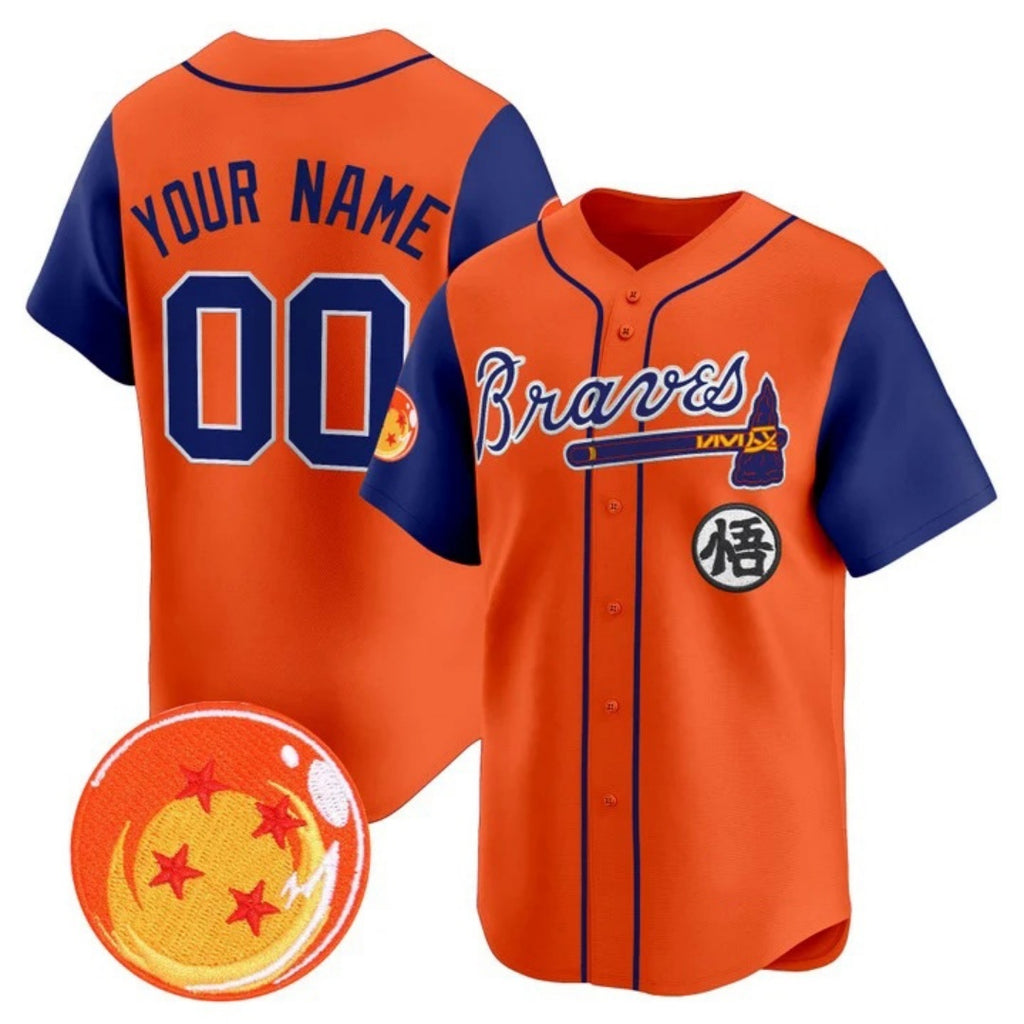 Custom Atlanta Braves x Dragon Ball Royal Orange HOLBERT Vapor Premier Limited Jersey - All Stitched