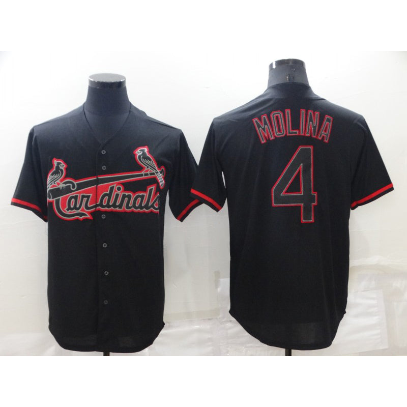St. Louis Cardinals #4 Yadier Molina Lights Out Black HOLBERT Fashion Stitched Cool Base Jersey