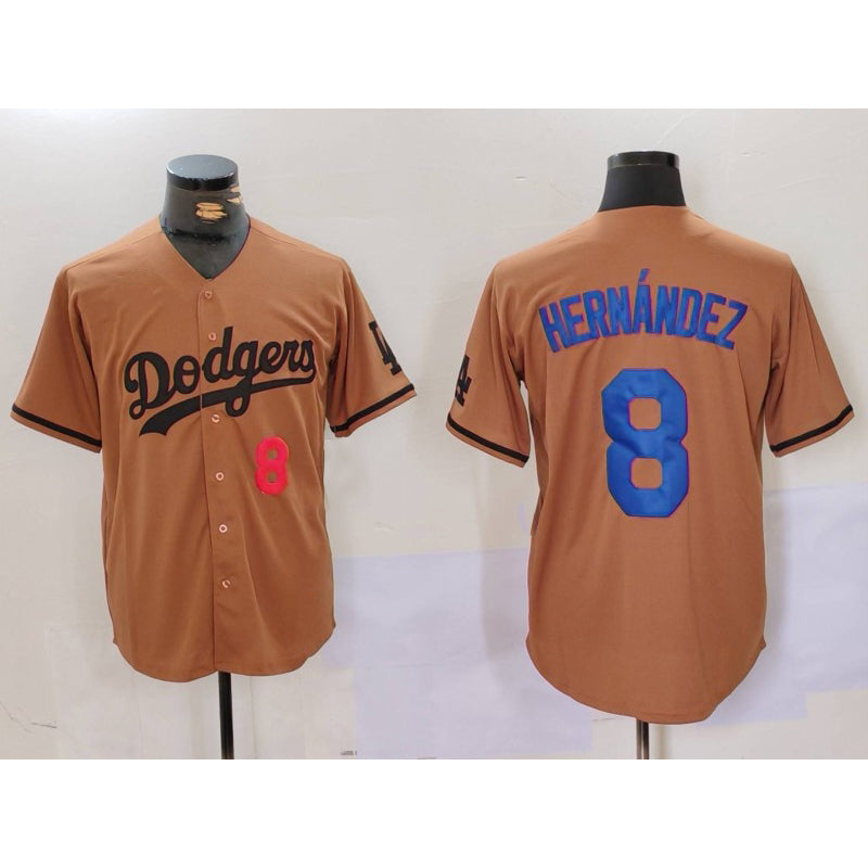 Los Angeles Dodgers #8 Kike Hernandez Number Olive HOLBERT Cool Base Limited Stitched Jersey 2