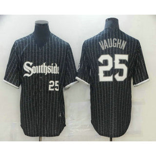 Chicago White Sox #25 Andrew Vaughn Black HOLBERT With Small Number 2021 City Connect Stitched Cool Base Jersey