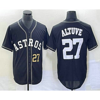 Houston Astros #27 Jose Altuve Number Black HOLBERT Cool Base Stitched Jersey