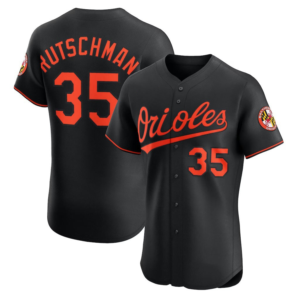 Baltimore Orioles #35 Adley Rutschman Black HOLBERT Alternate Elite Jersey